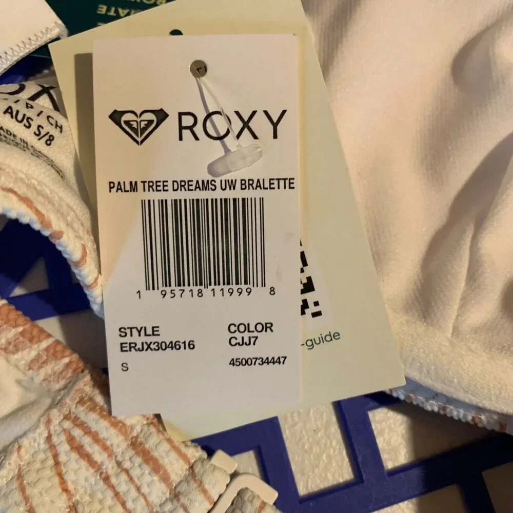 Roxy Juniors Printed Scoop Neck Underwired Bralette Bikini Swim Top Size S NWT‎